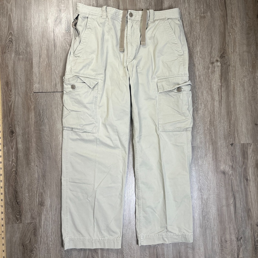 VTG Express X2 Cargo Pants Relaxed Straight Mens 36x30 Tan Beige 100% Cotton Y2K